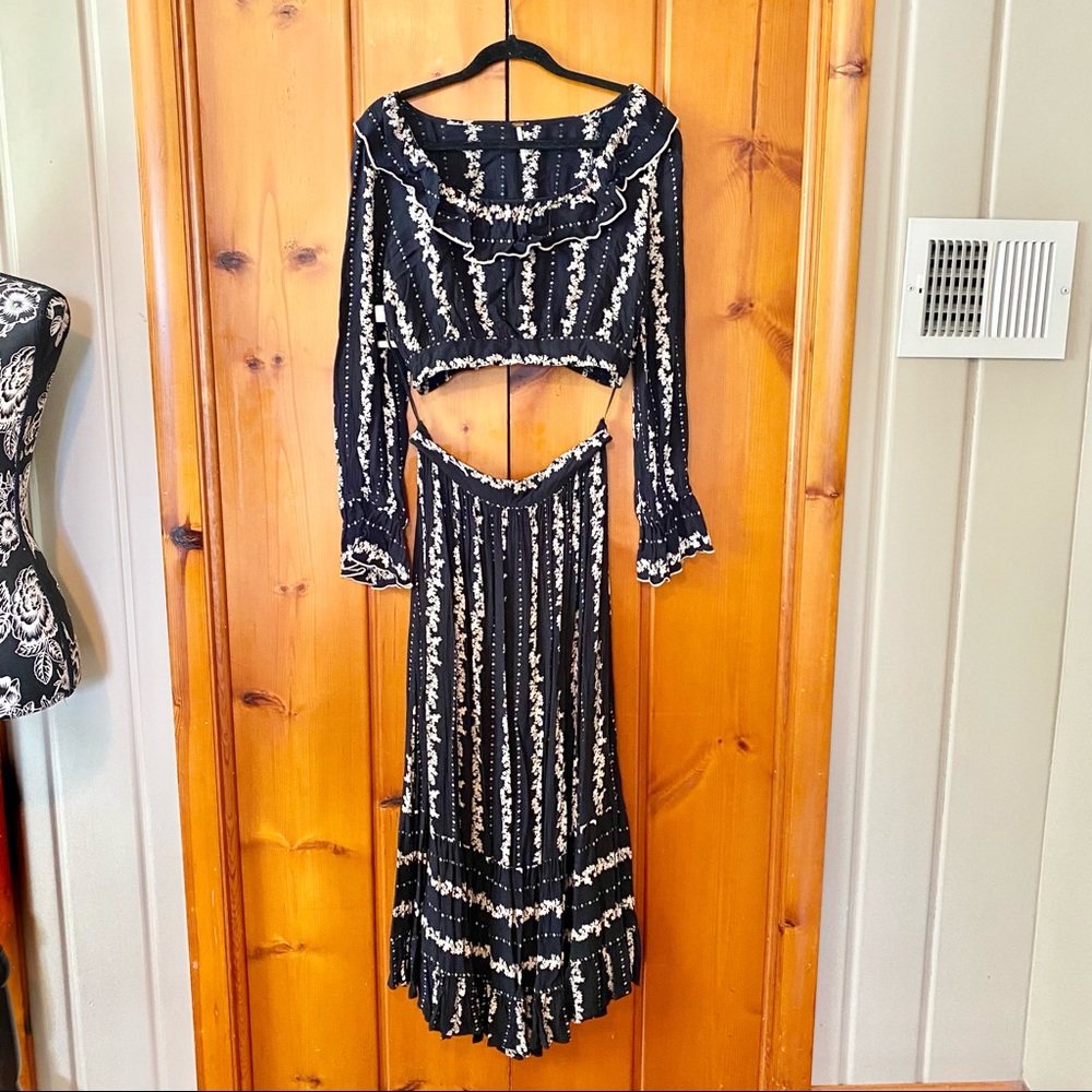 Free People Black and White Long Sleeve Maxi Dress Set Large - Picture 2 of 14